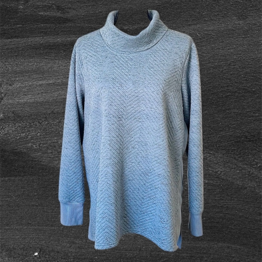 EUC! RBX BLUE WAFFLE COWL NECK PULLOVER